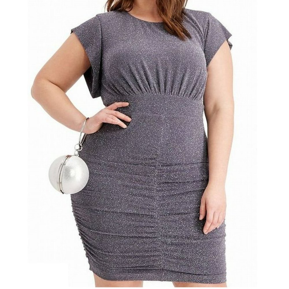 Plus Size 18 Vince Camuto Metallic Ruched Dress